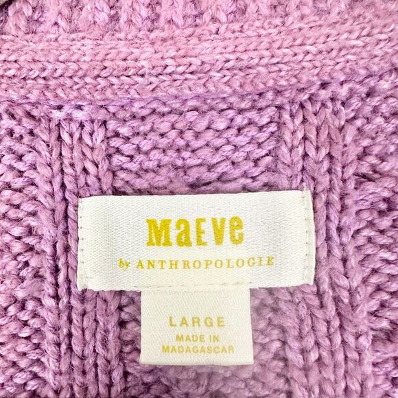 Anthropologie Maeve Hourglass Cable Cardigan Sweater Size Large Lavender - Picture 8 of 9
